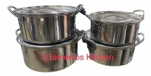4 Budineras Con Tapa Más 2 Cucharones De Acero Inoxidable