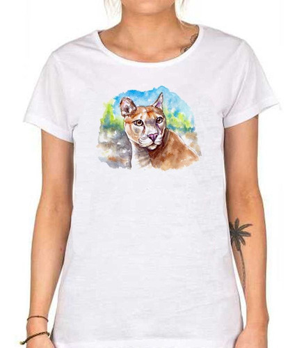 Remera De Mujer Puma Pintura Watercolor Art