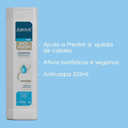 Kit 3 Und Shampoo Above Masculino Antiqueda E Anticaspa 325m