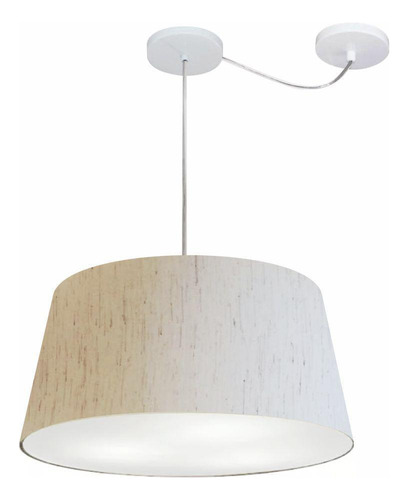 Lustre Pendente Cone Desvio Linho Bege Mj-4282 Mesa Jantar E