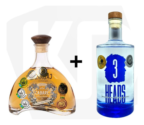 Cachaça Cabaré Extra + Gin 3 Heads London Dry Dom Tapparo