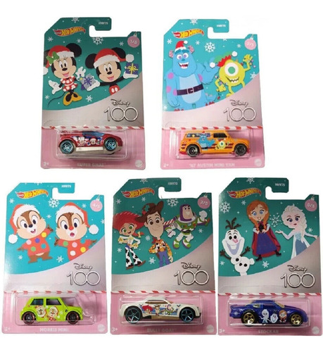 Hot Wheels Disney 100 Years 2023 Set 5 Minis Lacrado