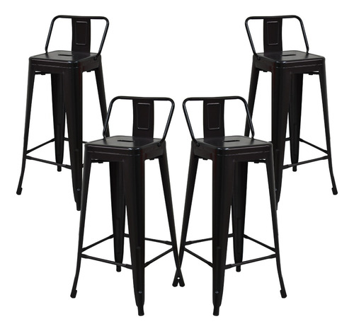 Set 4 Sillas Taburetes Tolix Con Estructura Metálica Eames Color De La Estructura De La Silla Negro Color Del Asiento Metal/negro