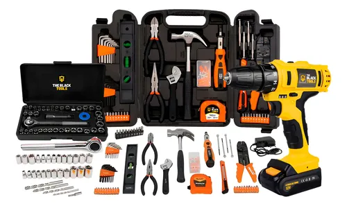 Furadeira Parafusadeira Sem Fio 3/8 Maleta + Kit Ferramentas