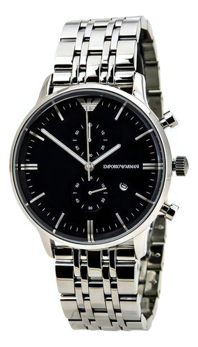 Reloj Emporio Armani Ar1648 para hombre con fondo negro plateado