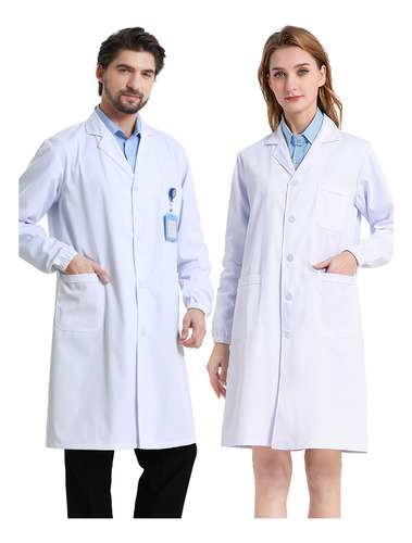 Delantal Médico O Clínico Unisex De Laboratorio Largo Blanco