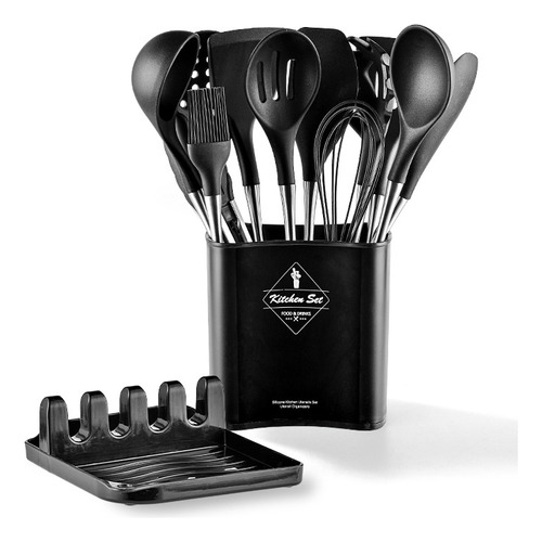 Juego 9pzas Gris 12pzas Utensilios De Cocina Silicona
