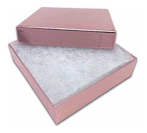 Caja Joyería Cartón Rosa Metalizado (3,5 X 3,5 X 1 )