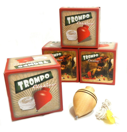 Imagen 6 de 6 de Trompo Clasico De Madera Retro Punta Metalica En Caja