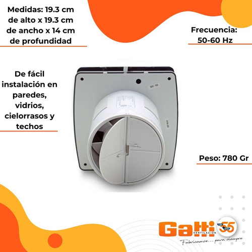 Imagen 7 de 9 de Extractor De Aire Baño/cocina 6 (12 Cm) C/ Persiana Negro