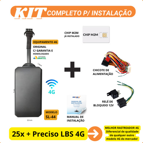 Rastreador Bloqueador Veicular Com Aplicativo + Chip M2m