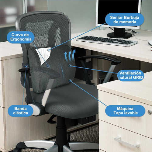 Cojin Soporte Espalda Corrector Lumbar Silla Auto Oficina