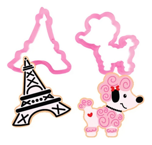 Pack 2 Cortadores Galleta Torre Eiffel París Perrito Al