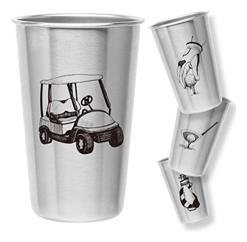 Juego De 4 Vasos De Cerveza De Acero Inoxidable Para Golf, Ú