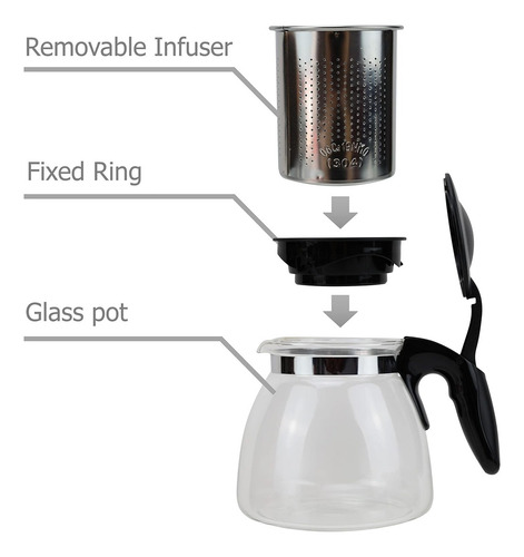 Hervidor de vidrio con infusor de acero inoxidable 700 ml