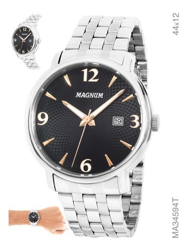 Relógio Magnum Masculino Ref: Ma34594t Casual Prateado