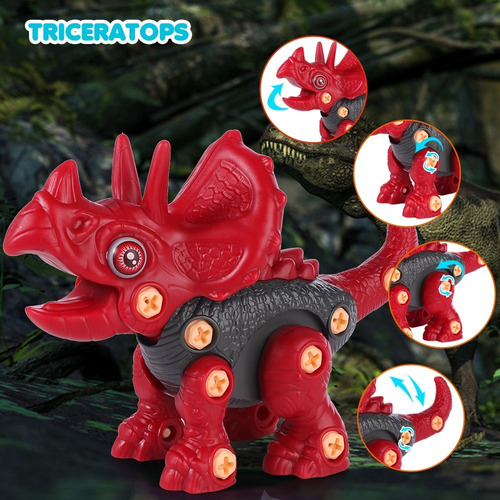 Imagen 8 de 10 de 3 Pzas Juguete Dinosaurios Para Niños Con Taladro Electrico