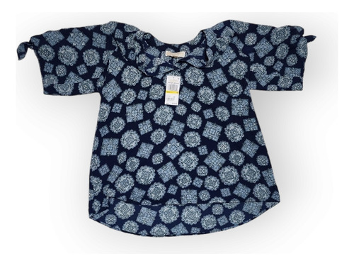 Blusa Michael Kors De Mujer Talla Mediana Azul Con Figuras 