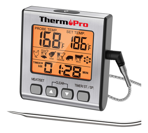Termmetro Digital Thermopro Tp-16s Para Carne, Ahumador, Com