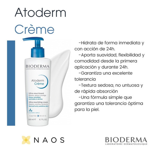 Imagen 3 de 3 de Crema Hidratante Bioderma Atoderm Crema 200ml