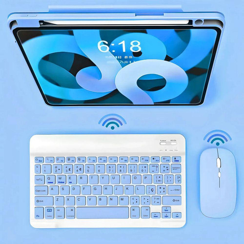 Kit Teclado E Mouse Sem Fio Al-313d Azul - Altomex