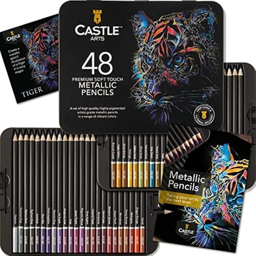 Castle Art Supplies Juego De Lápices De Colores Metálicos De