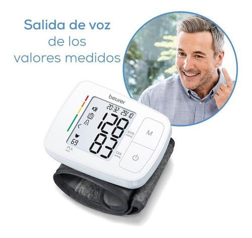 Baumanometro Con Voz / Tensiómetro Para Muñeca, Bc21 Beurer Color Blanco