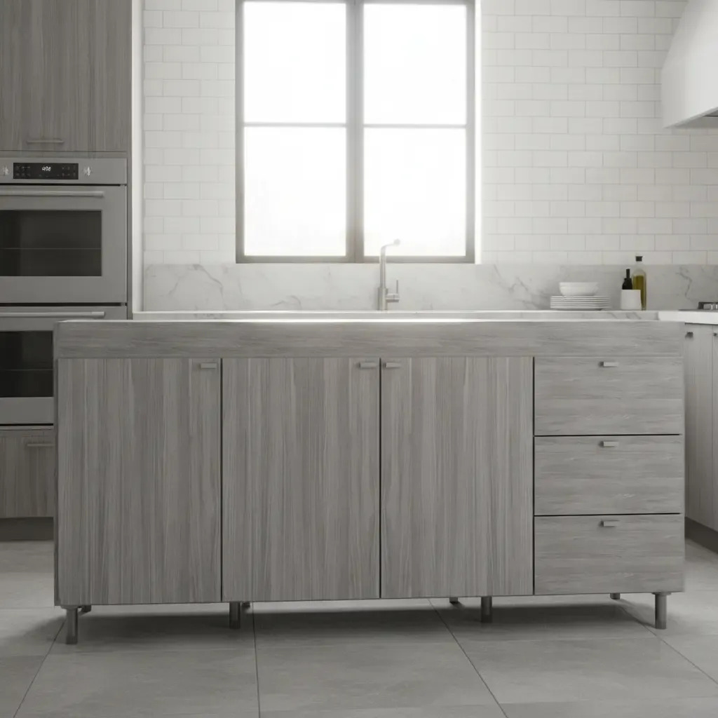 Bajo Mesada Cocina 160 Melamina Muebles Orlandi Color Jacaranda - Manija