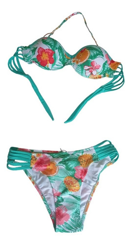 Traje De Baño De Mujer Dividido ,bikini  Estampado Tropical 