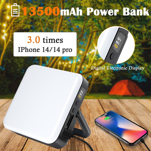 Linterna Led De Camping Recargable, Banco De Energía De 1350