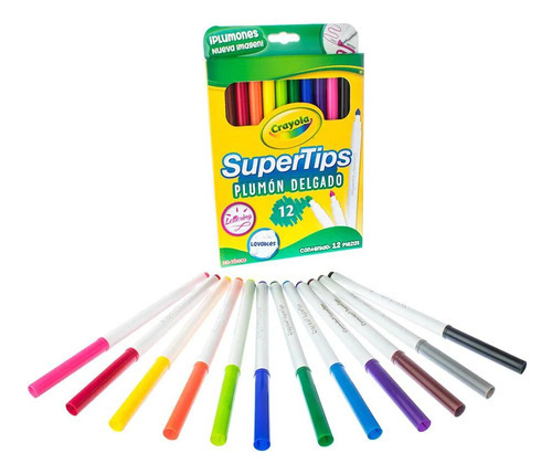 Crayola Super Tips Plumon Delgado 12 Piezas Lavable