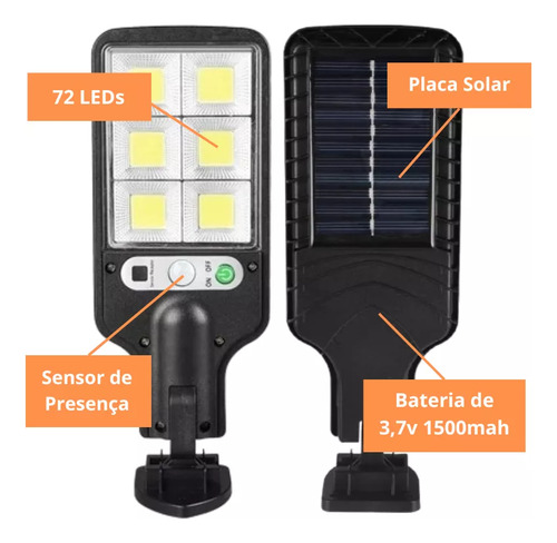 Luminária Solar Refletor 100w Led Com Sensor Automático