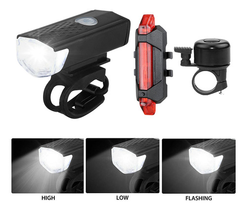 Juego De Lámparas De Bicicleta Recargables Por Usb, Luces
