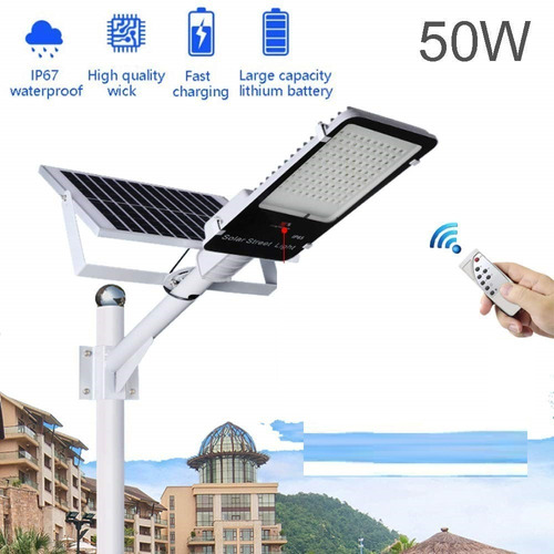 Luminaria Pastoral Solar Led 50w Con Panel Y Control Remoto