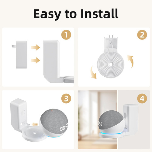 Soporte De Pared Cooya Para Echo Dot 4ª Y 5ª Generación Blanco