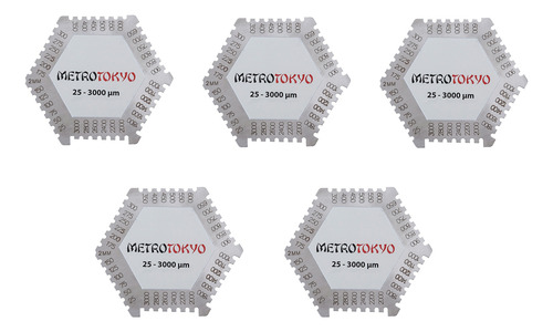 5 Peças Medidor Camada Tinta Úmida 25-3000µm + Certificado