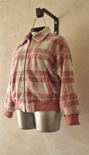 Chamarra Bomber Polar Abrigo A Cuadros Mujer Tall Extra Xxl