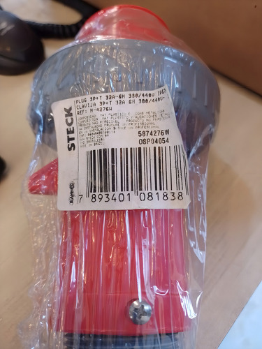 Plugue Industrial N4276w 3p+t 32a 380/440v 6h Ip67 Vm Steck Cor Vermelho