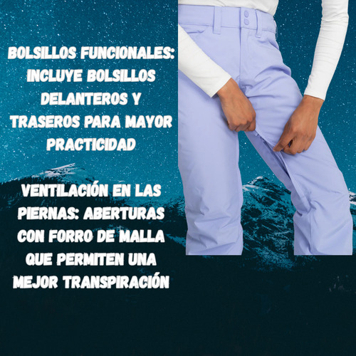 Pantalón De Nieve Roxy Snowboard Térmico Impermeable Mujer M