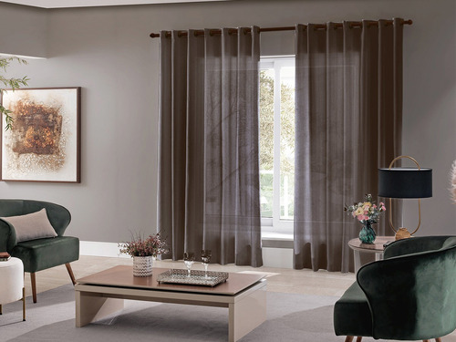 Cortina Para Janela Barcelona 1,80x2,00-  Do Ml. Cor Marrom