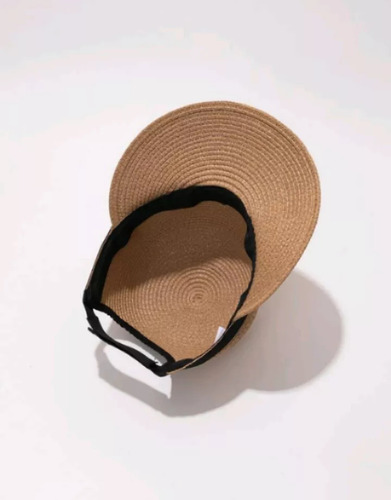 Gorro De Rafia Con Visera Y Cinta En Contraste.contorno 57cm
