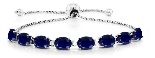 Gem Stone King Pulsera De Tenis Azul De Plata De Ley 925 Par