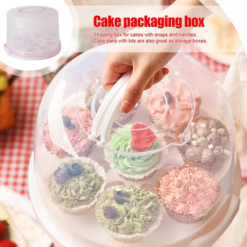 Portador De Pastel Redondo Cajas Para Cupcakes Reutilizables