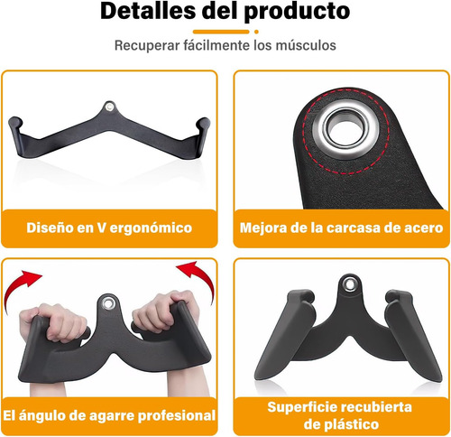 Set 7 Agarres Gimnasio Poleas Barras Bíceps Tríceps