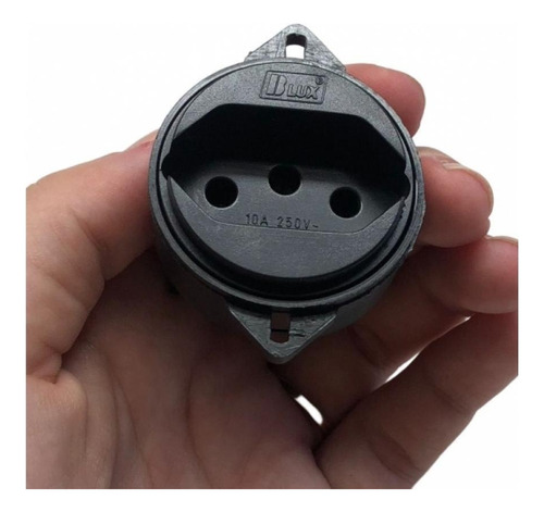 Tomada 2p+t 10a Redonda Piso Haste Curta Preta Blux