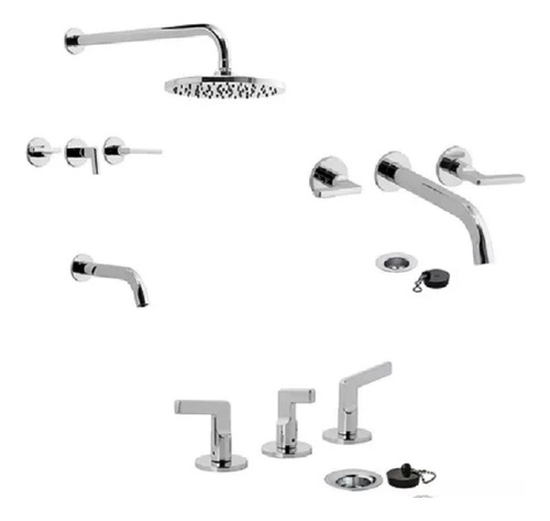 Combo Griferia Baño Fv Arrayan Lav. Pared + Bidet + Ducha H6