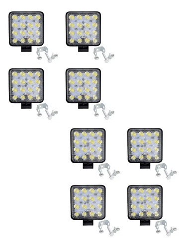 Faro Cuadrado 16 Led Luz Blanca Auto Camioneta Tractor X8