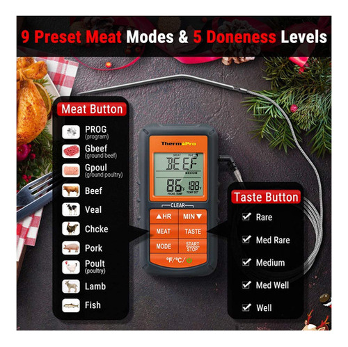 Termômetro digital de carne para grelhar Thermopro TP06s com sonda