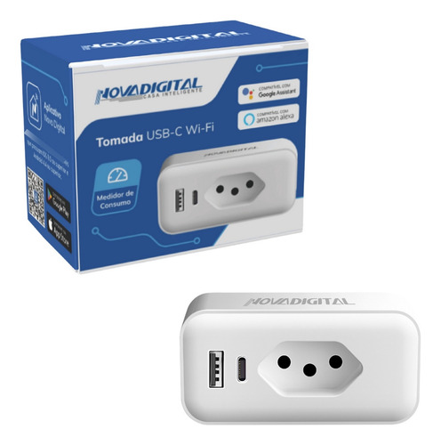 Tomada Inteligente Wi Fi Com Usb-c + Controle De Consumo