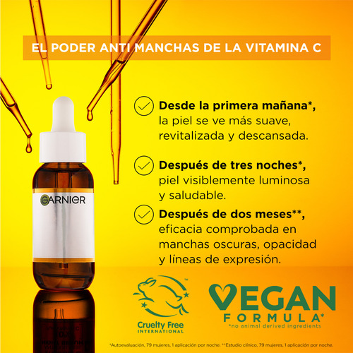 Serum Anti-manchas Garnier Vitamina C Express Aclara 30ml Todo Tipo De Piel Noche